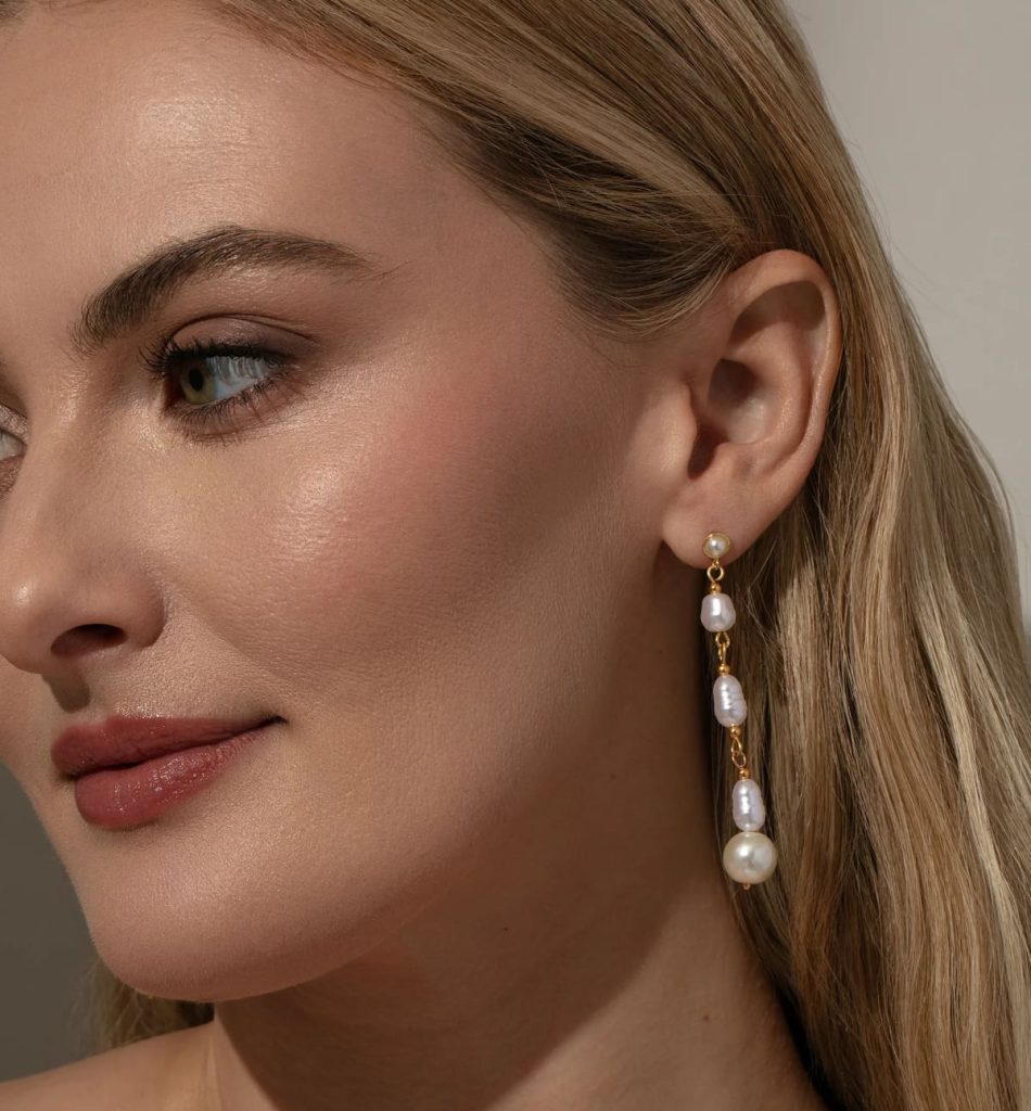 گوشواره اویز با 4 تیکه مروارید