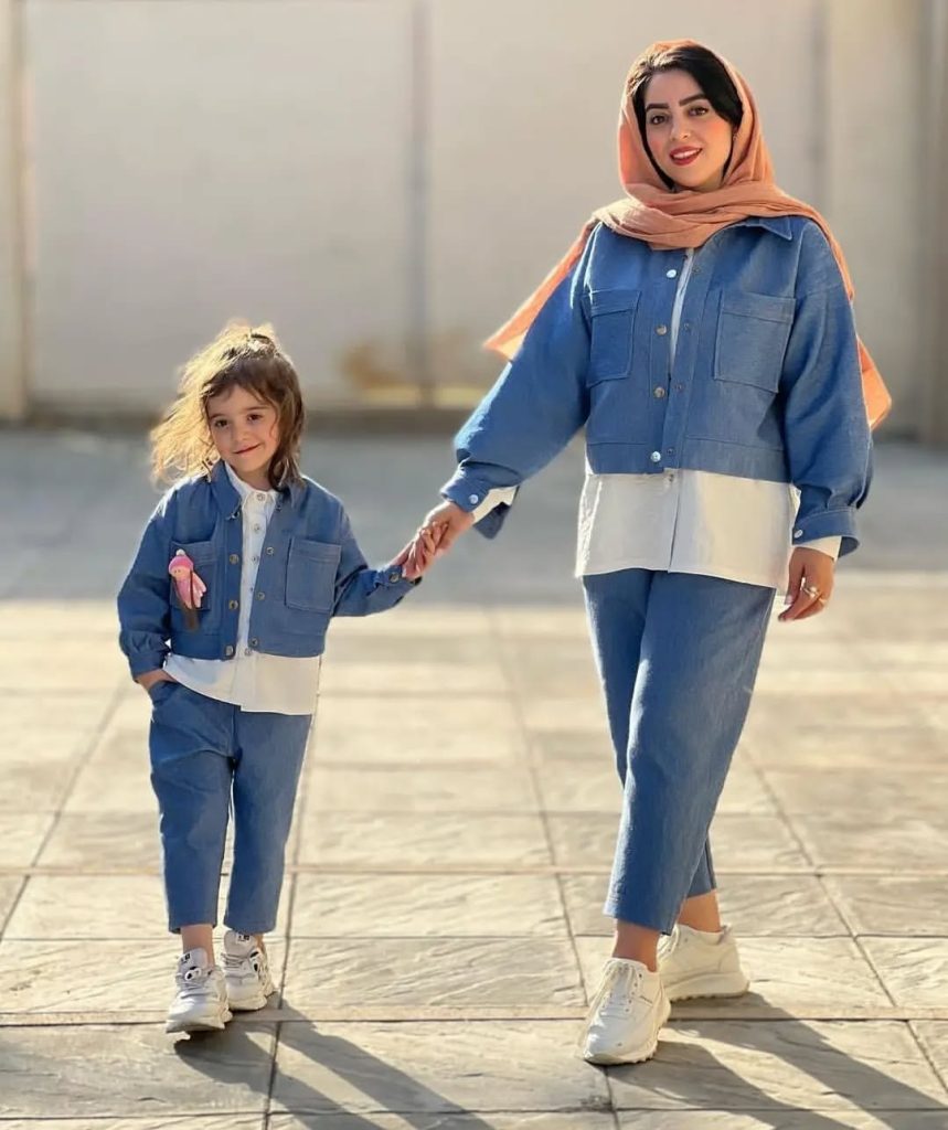 ست استایل مادر و فرزندی ابی رنگ