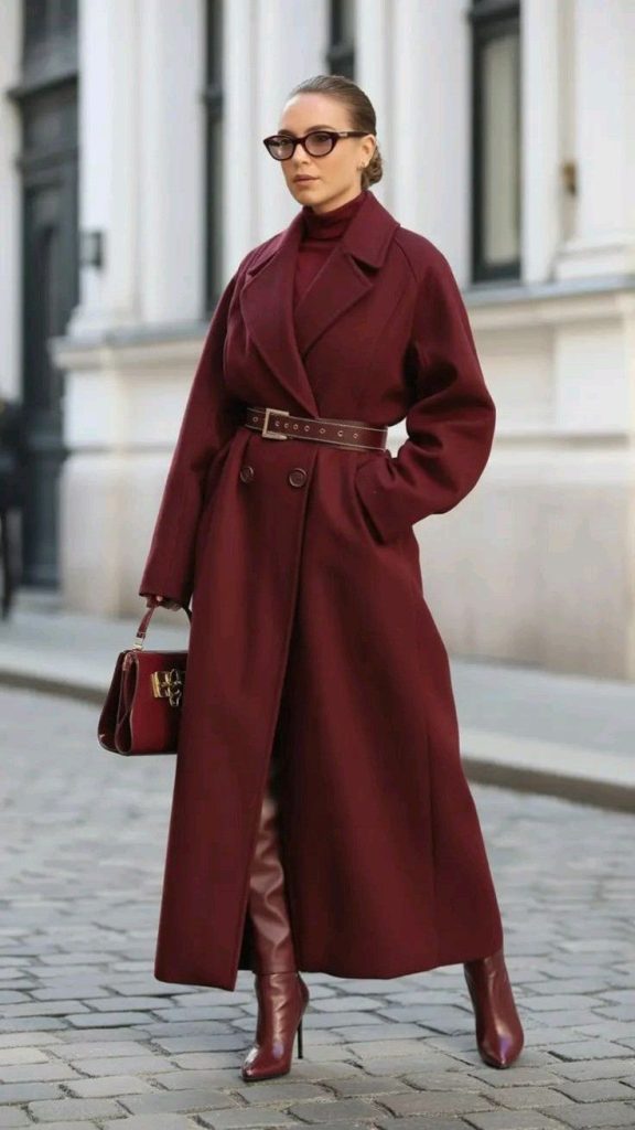 استایل پاییزی با کت چری بلند