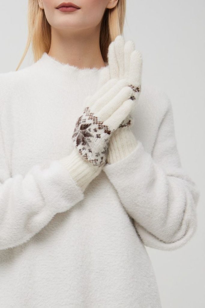 دستکش زمستونی زنانه سفید