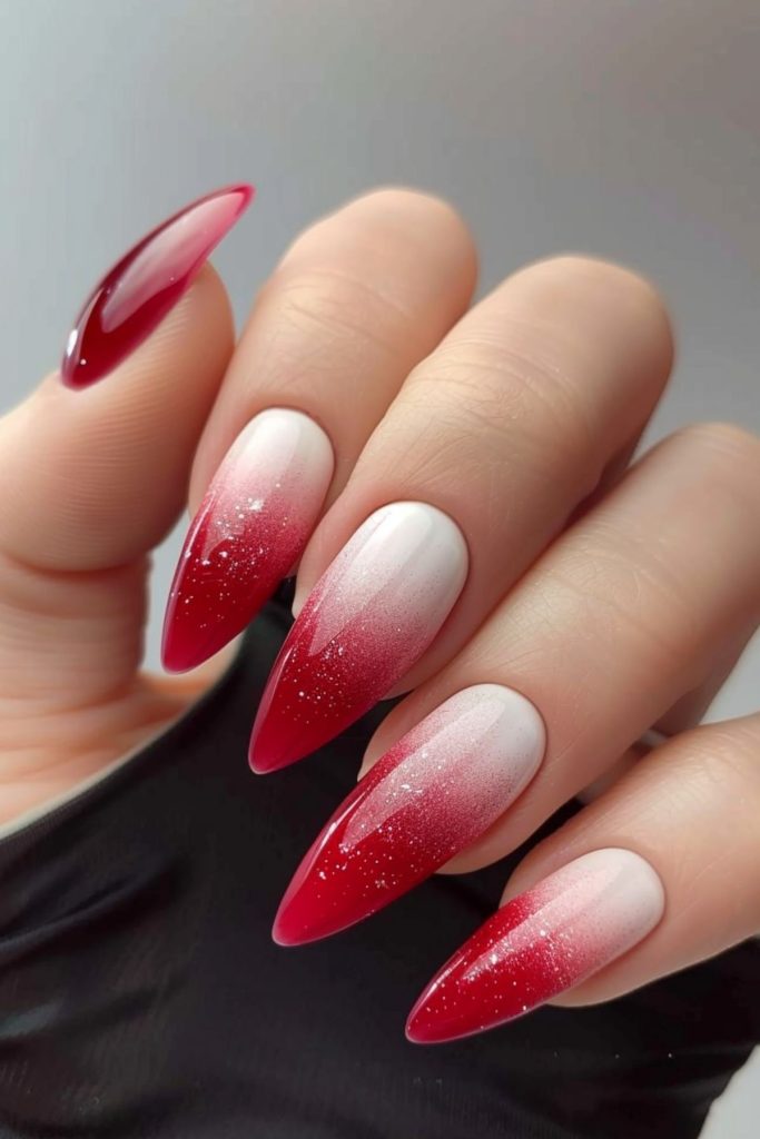 طراحی آمبره ناخن قرمز