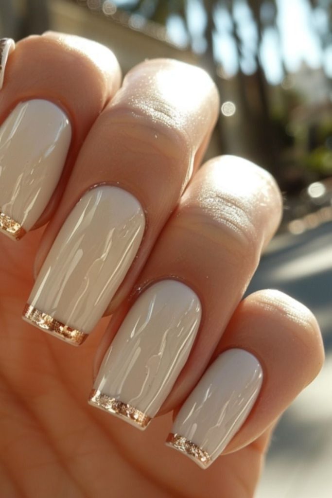 فرنچ ناخن شیک و خاص طلایی