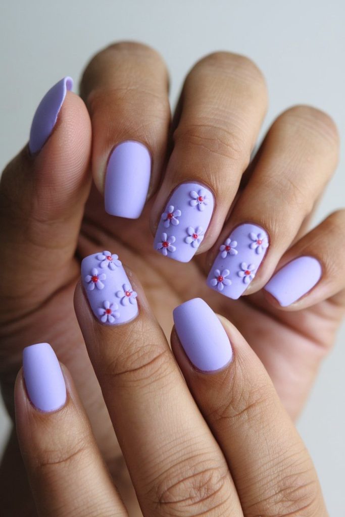 طراحی ناخن مات بنفش