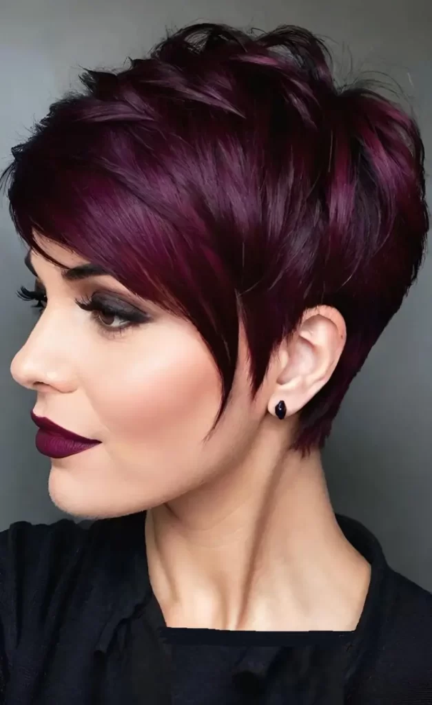 مدل مو کوتاه با رنگ شرابی