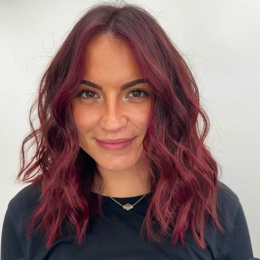 مدل مو بلند با رنگ شرابی