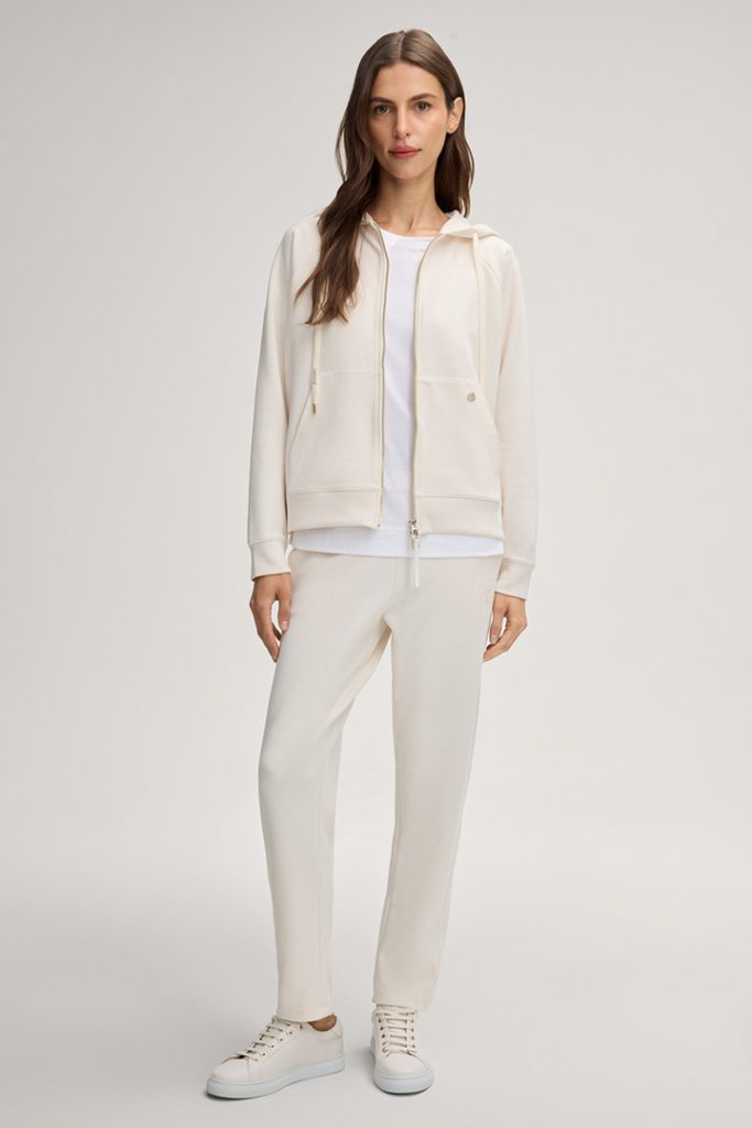 سویشرت زیپ‌دار کرمی زنانه