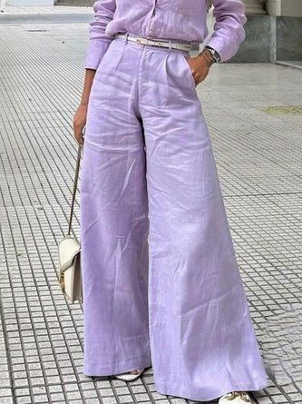 شلوار کتان گشاد بنفش
