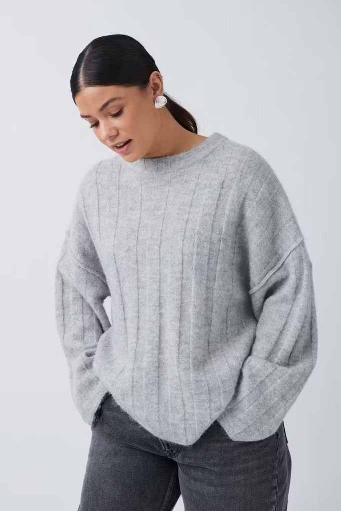 پلیور بافت ربی زنانه طوسی