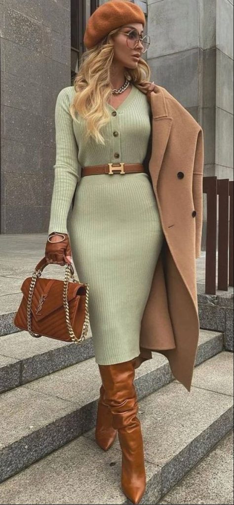 استایل پاییزی کلاسیک زنانه سبز