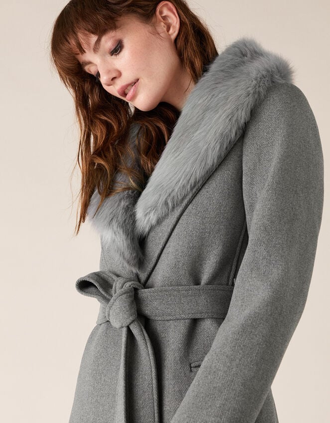 پالتو یقه شرلینگ طوسی