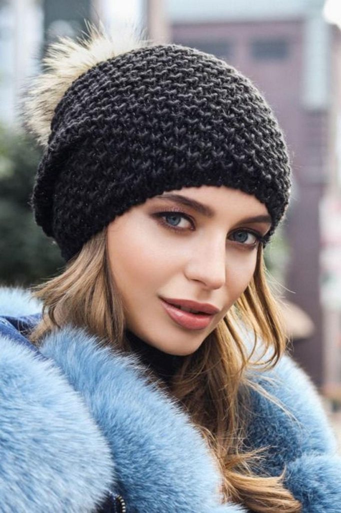 مدل کلاه بافتنی دخترانه مشکی