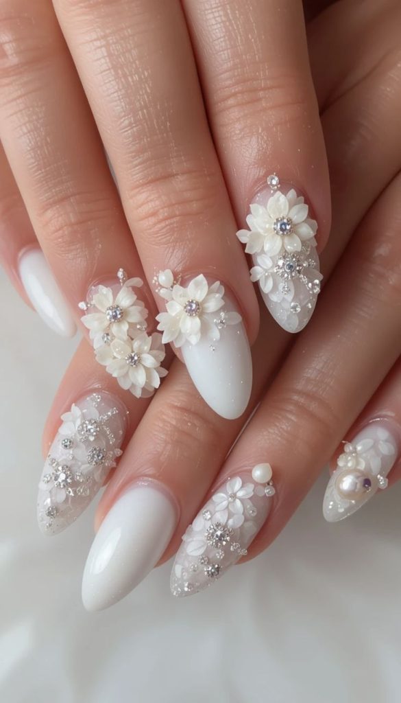 مدل ناخن عروس جدید سفید