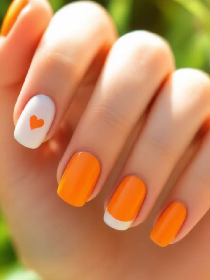 ناخن مربع کوتاه نارنجی