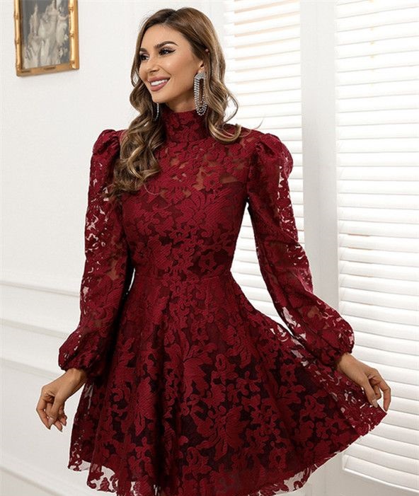 پیراهن مجلسی دخترانه زرشکی