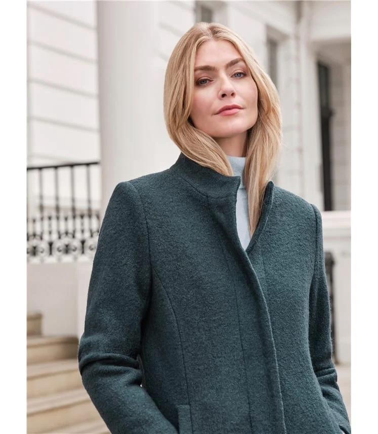 کت بافتی یقه‌بلند زنانه سبز تیره