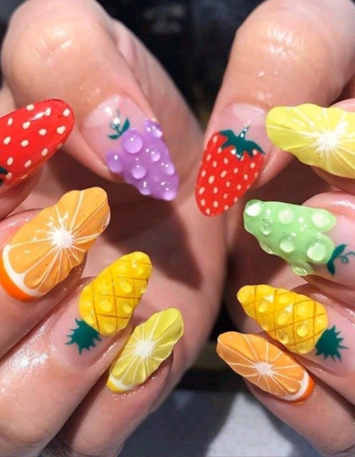 طرح میوه ای های مختلف روی ناخن
