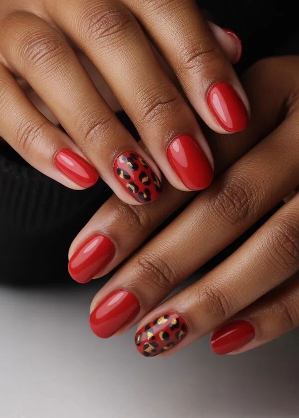 دیزاین ناخن قرمز به طح کفشدوزک