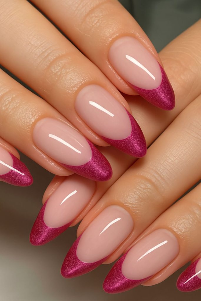 ناخن صورتی فرنچ