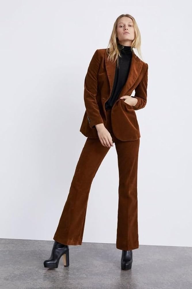 ست کت و شلوار مخمل کبریتی زنانه زرشکی