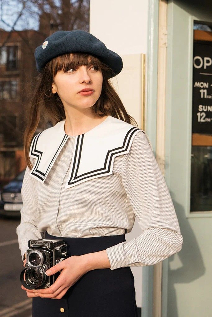 شومیز یقه ملوانی کرم