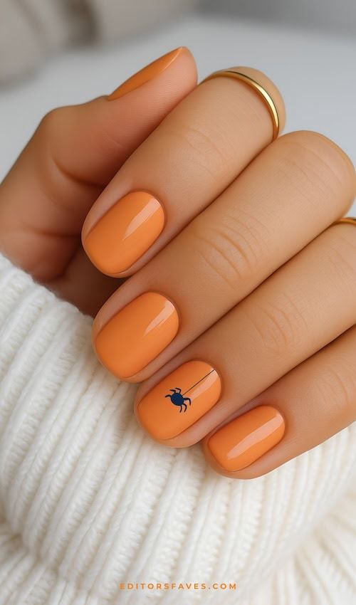 دیزاین ناخن کوتاه نارنجی