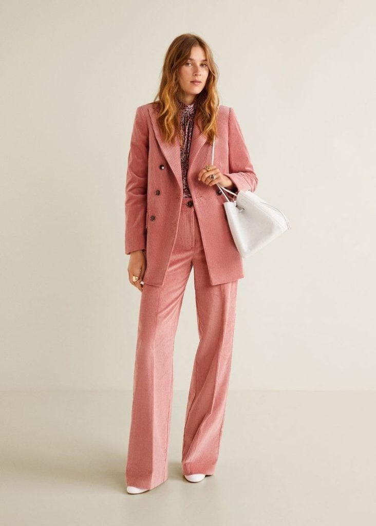 ست کت و شلوار مخمل کبریتی زنانه صورتی