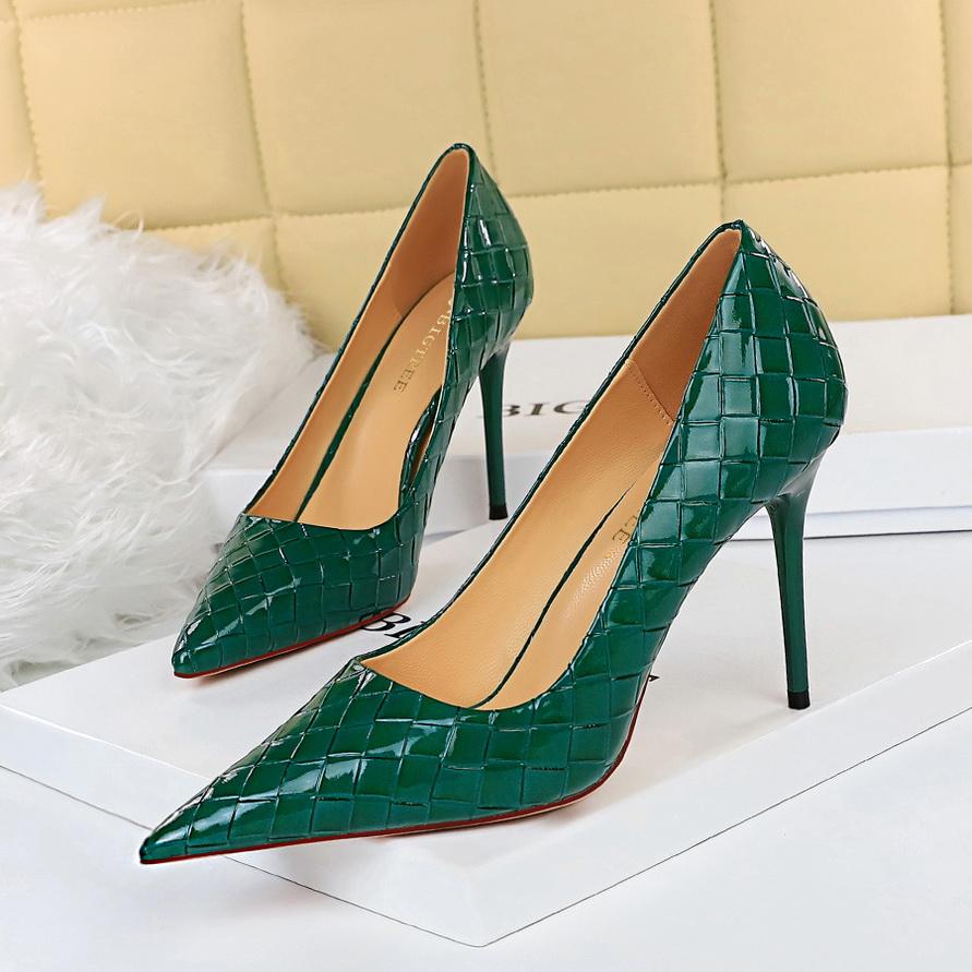 کفش چرم بدون بند زنانه سبز