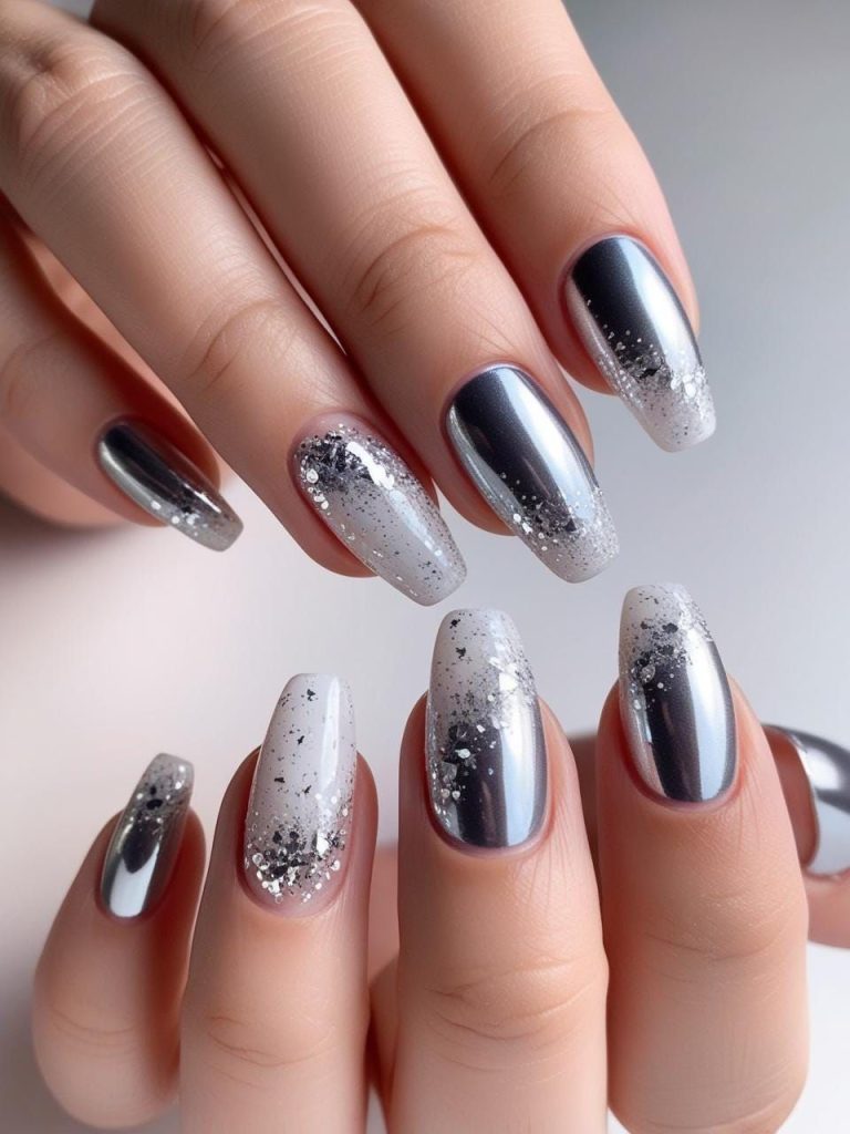 طراحی ناخن نقرهای