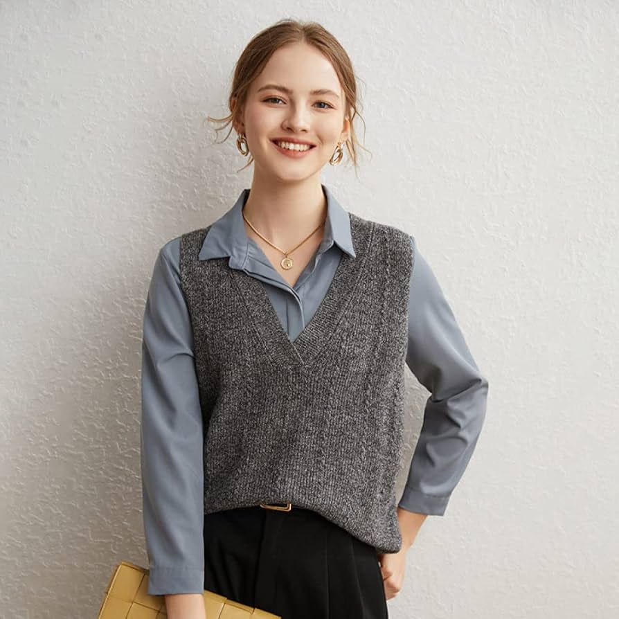 جلیقه بافتنی زنانه خاکستری