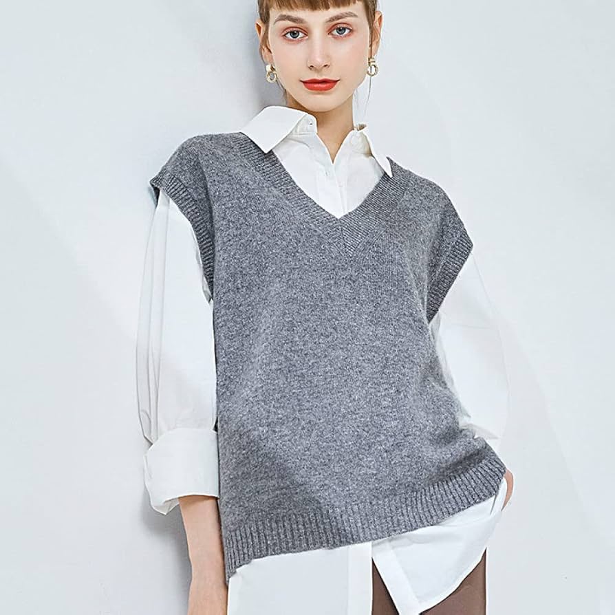 جلیقه بافتنی زنانه طوسی