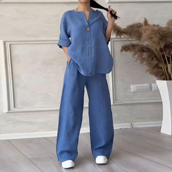 ست بلوز شلوار ورزشی ابی پر رنگ