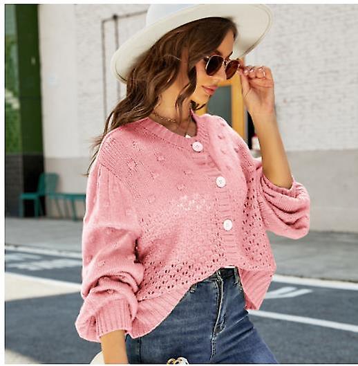 ژاکت بافت‌دار پاییزه صورتی