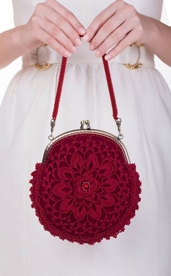 کیف بافتنی چفتی قرمز