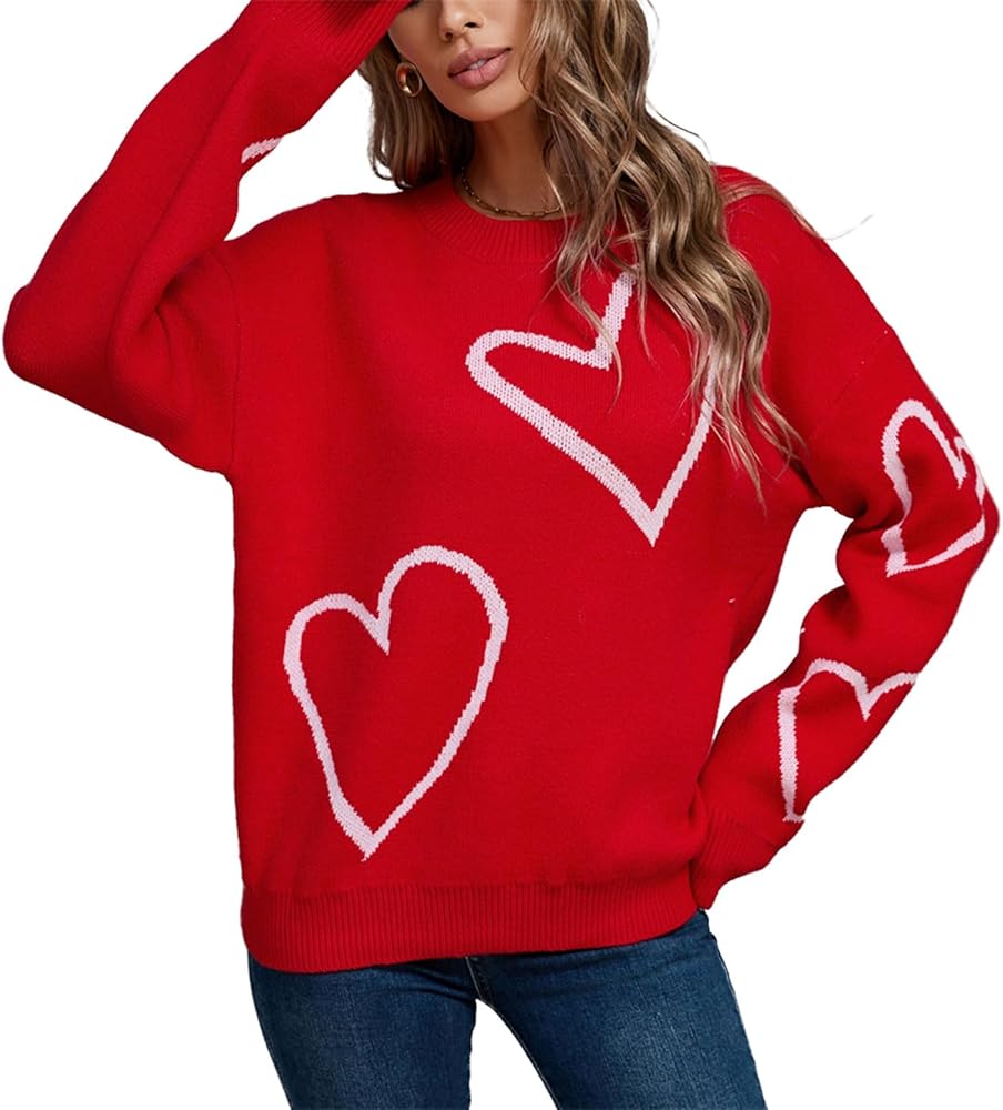 پلیور بافت قلبی زنانه قرمز