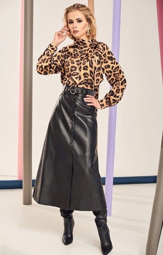 دامن چرمی زنانه سیاه