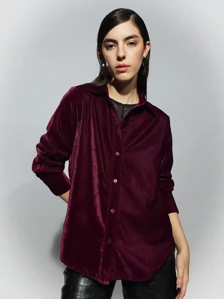 پیراهن زنانه مخمل زرشکی