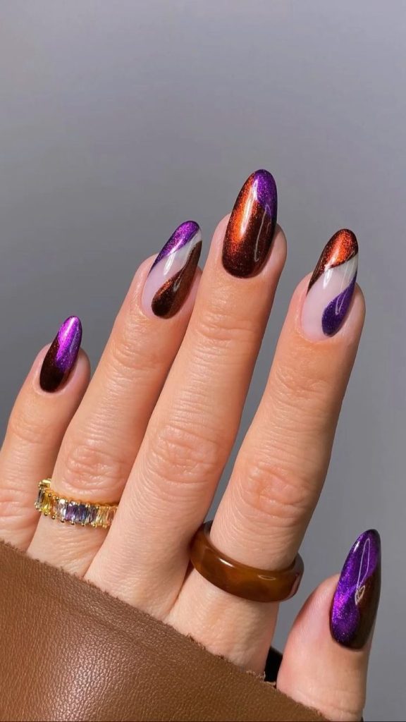 دیزاین ناخن مخمل بنفش