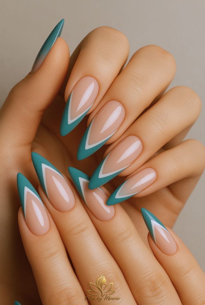 فرنچ ناخن شیک و خاص سبز