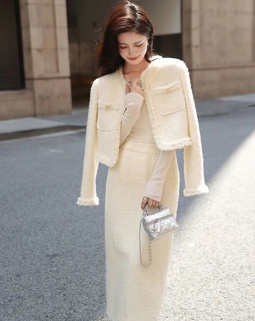 کت و دامن تویید کرم