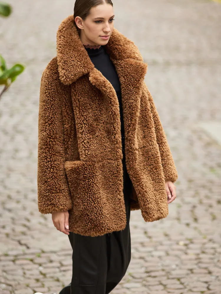 کت فِر فازی زنانه قهوه ای