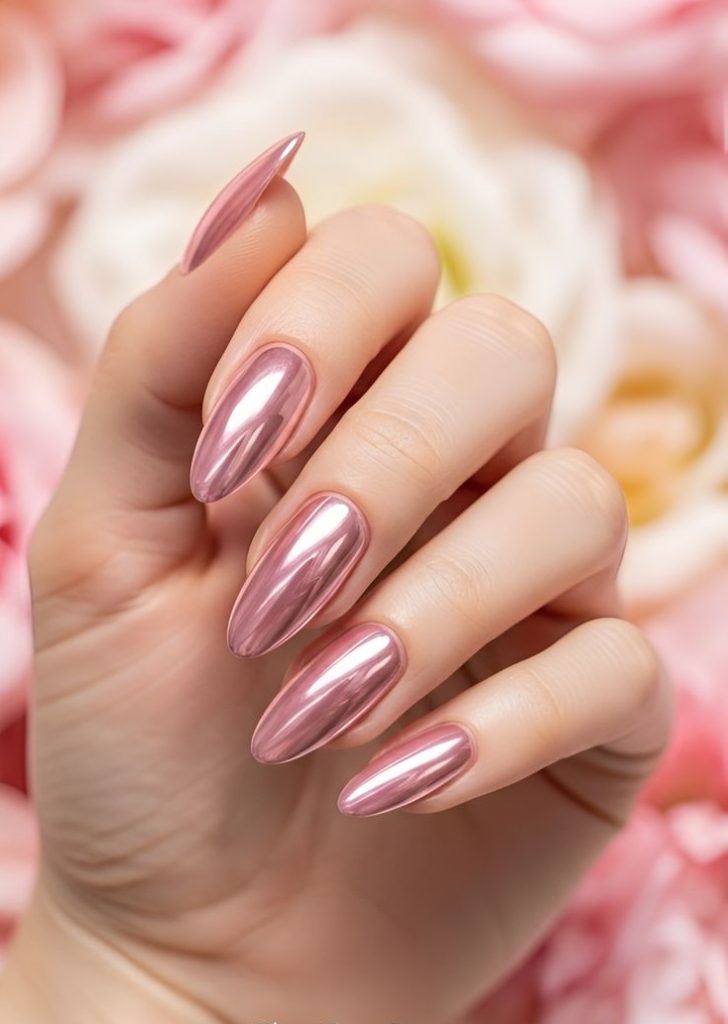 مدل ناخن براق صورتی