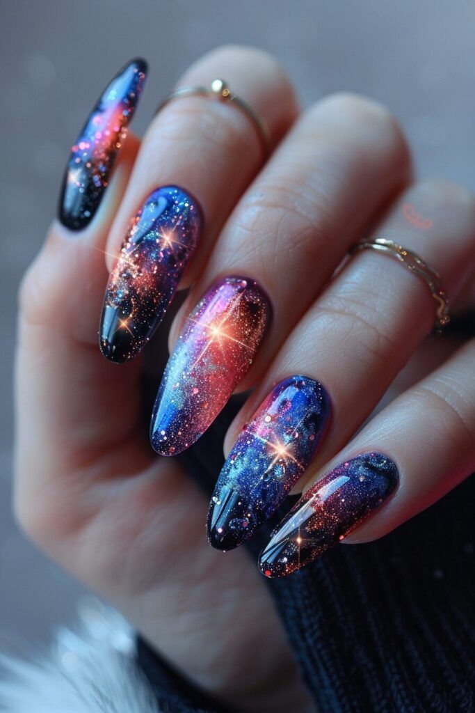 دیزاین ناخن کهکشانی