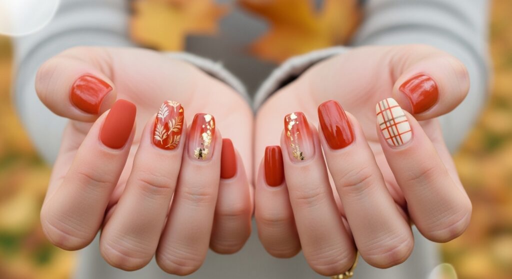 ترکیب رنگ و مدل طرح ناخن پاییزی