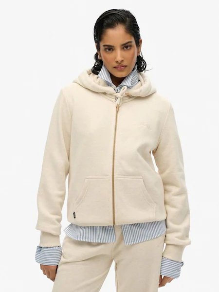 سویشرت زیپ‌دار کرمی زنانه