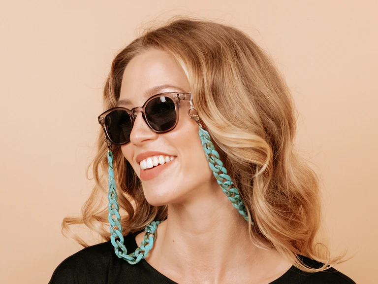 بند عینک زنجیری ابی فیروزه ای