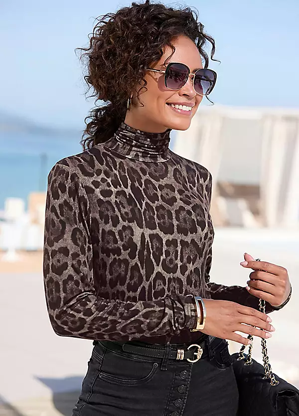 بلوز یقه اسکی پلنگی