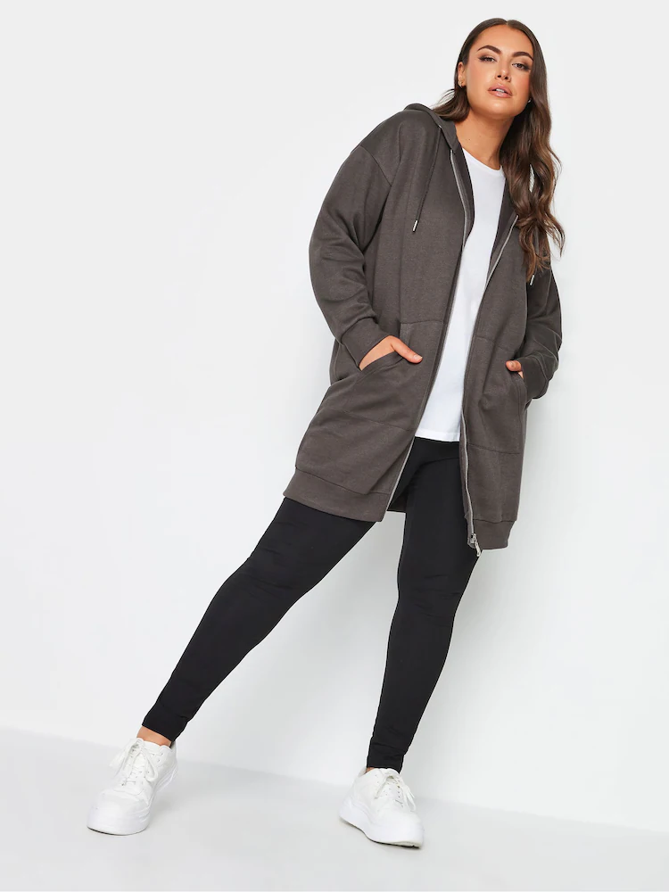 هودی بلند طوسی زیپ دار