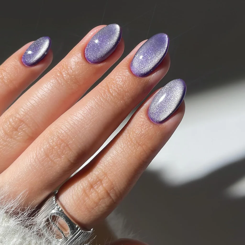 دیزاین ناخن مخمل بنفش