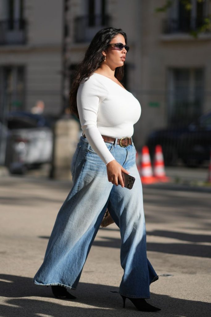 شلوار جین گشاد ابی روشن