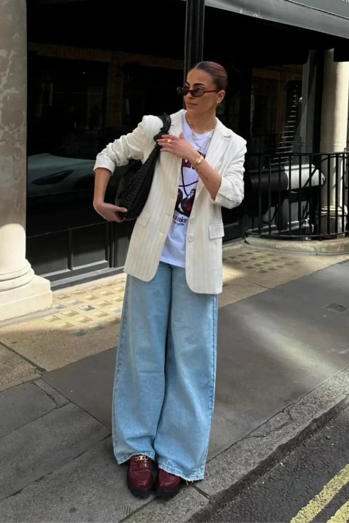 شلوار جین گشاد ابی روشن 